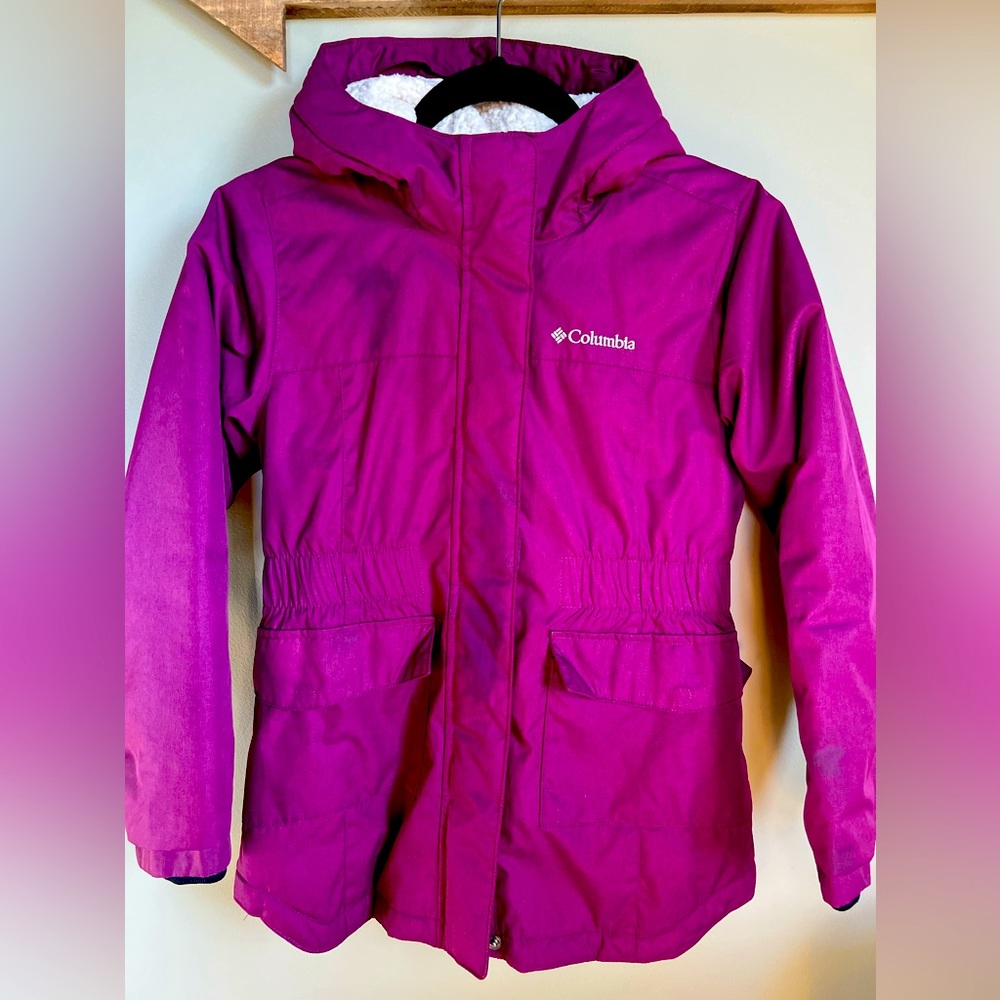 Girls, Medium (10/12) Columbia Insulated Winter jacket Plum Heather- pink/purple